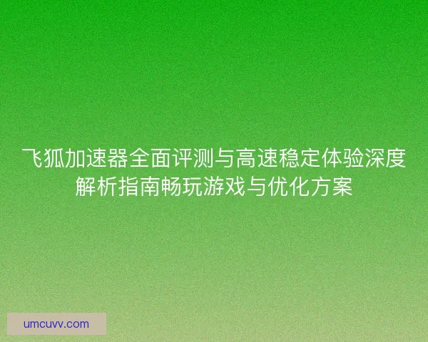 飞狐加速器全面评测与高速稳定体验深度解析指南畅玩游戏与优化方案